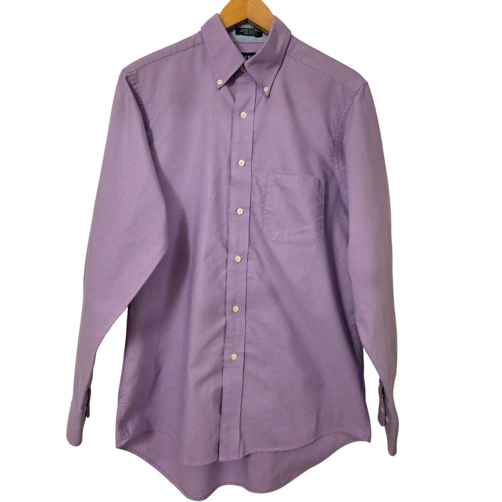 Chaps Classic Fit Oxford Purple Wrinkle Free Long Sleeve Dress Shirt‎